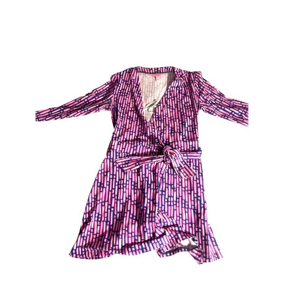 Lilly Pulitzer Pink Geometric Print Karlie Romper XXS Long Sleeves & Tie Belt - Picture 3 of 6